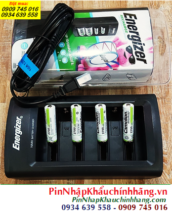 Energizer CHFC _Bộ sạc 4viên pin AA, Kèm sẳn 4 Pin sạc Camelion NH-AA2700ARBP2 Alwaysready 